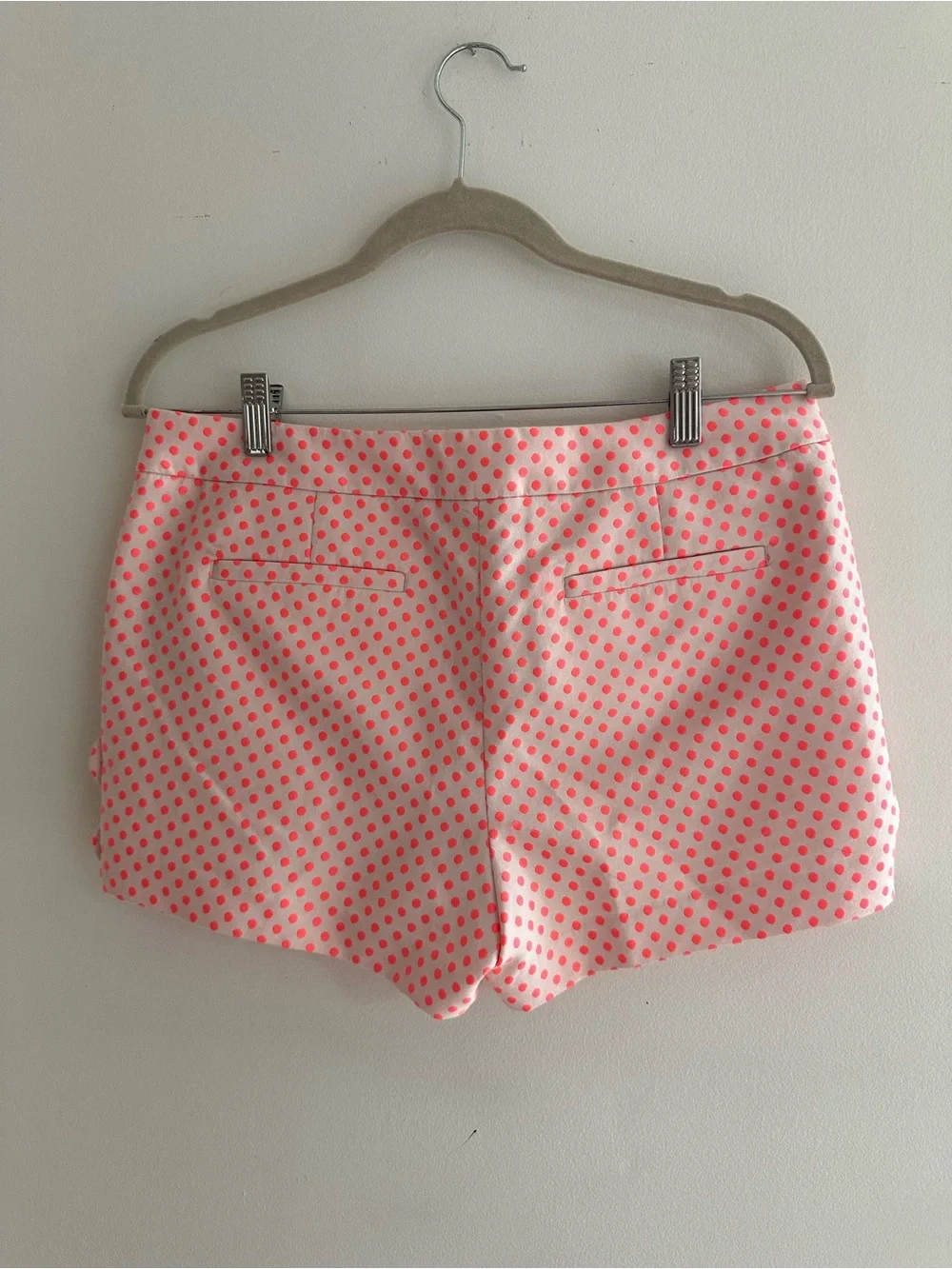 J. Crew Coral Pink Polka Dot Scallop Side Shorts